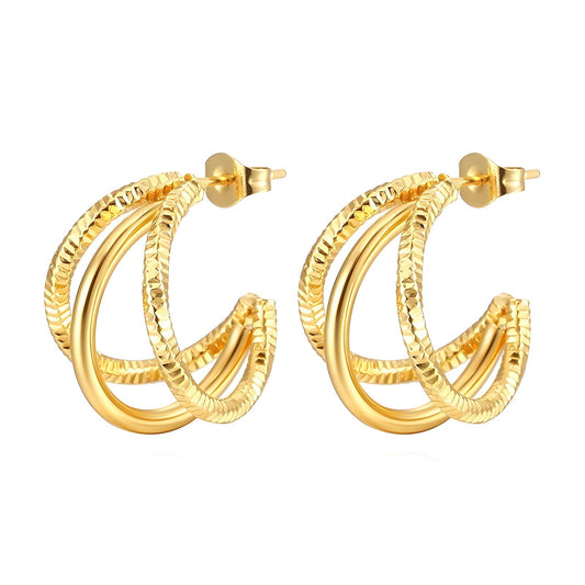 Gold plated Triple ring earrings